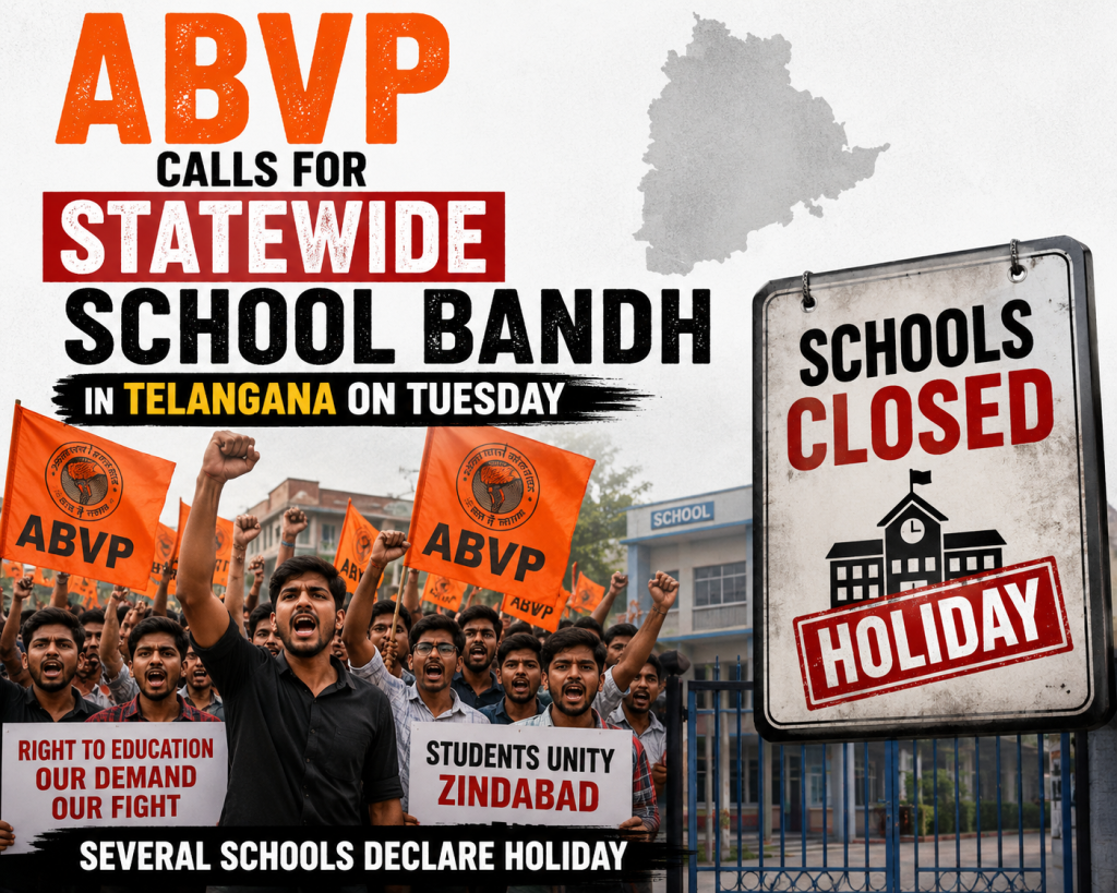ABVP Calls for Statewide School Bandh in Telangana on Tuesday; Several Schools Declare Holiday