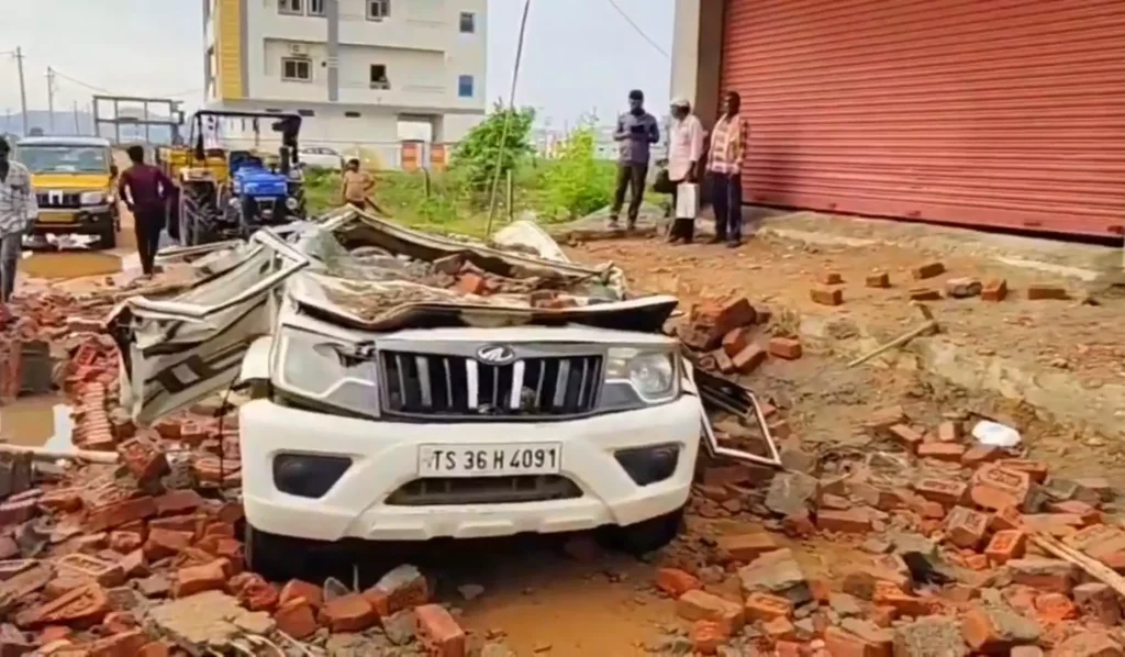 Two Crushed to Death After Wall Collapses on Car in Mahabubnagar During Heavy Rains