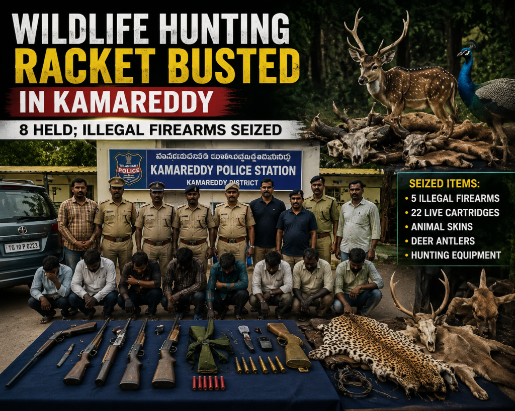 Wildlife Hunting Racket Busted in Kamareddy, 8 Held; Illegal Firearms Seized