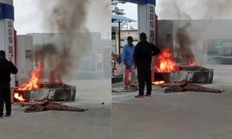 Hyderabad: Car Drags Fuel Nozzle, Sparks Fire at Petrol Pump