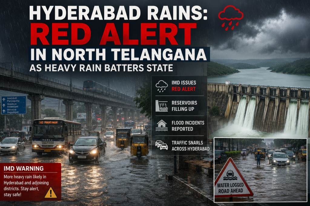 Hyderabad rains: Red alert in North Telangana as heavy rain batters state