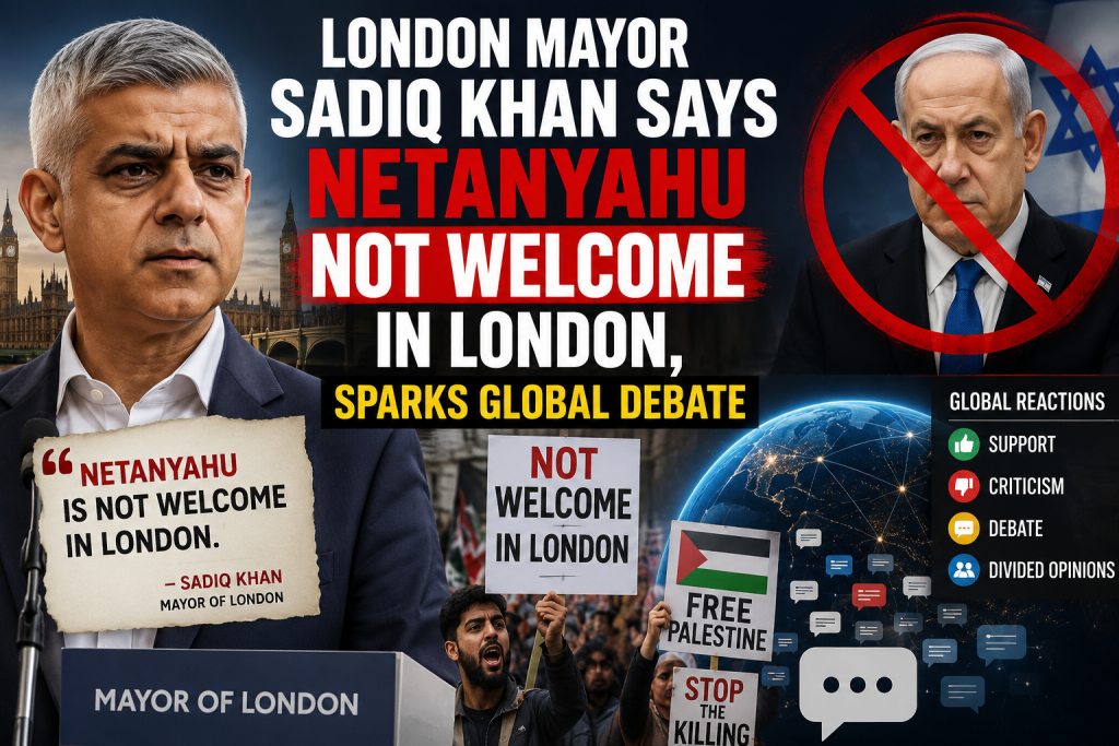 London Mayor Sadiq Khan Says Netanyahu Not Welcome in London, Sparks Global Debate