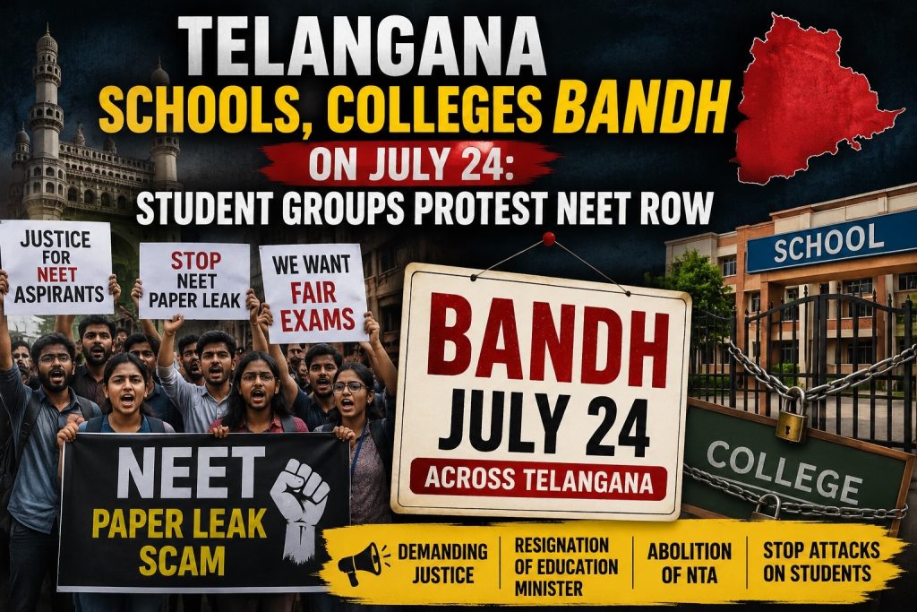 Schools & Colleges Closed on July 24? Telangana Student Organisations Announce Statewide Bandh