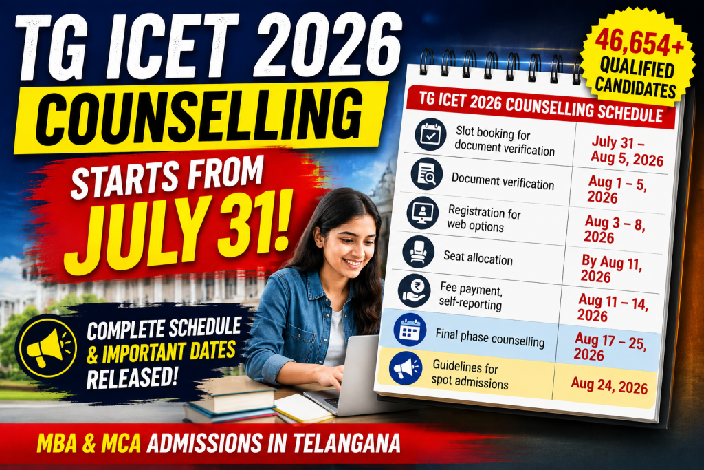 TG ICET 2026 Counselling From July 31: Check Schedule and Important Dates