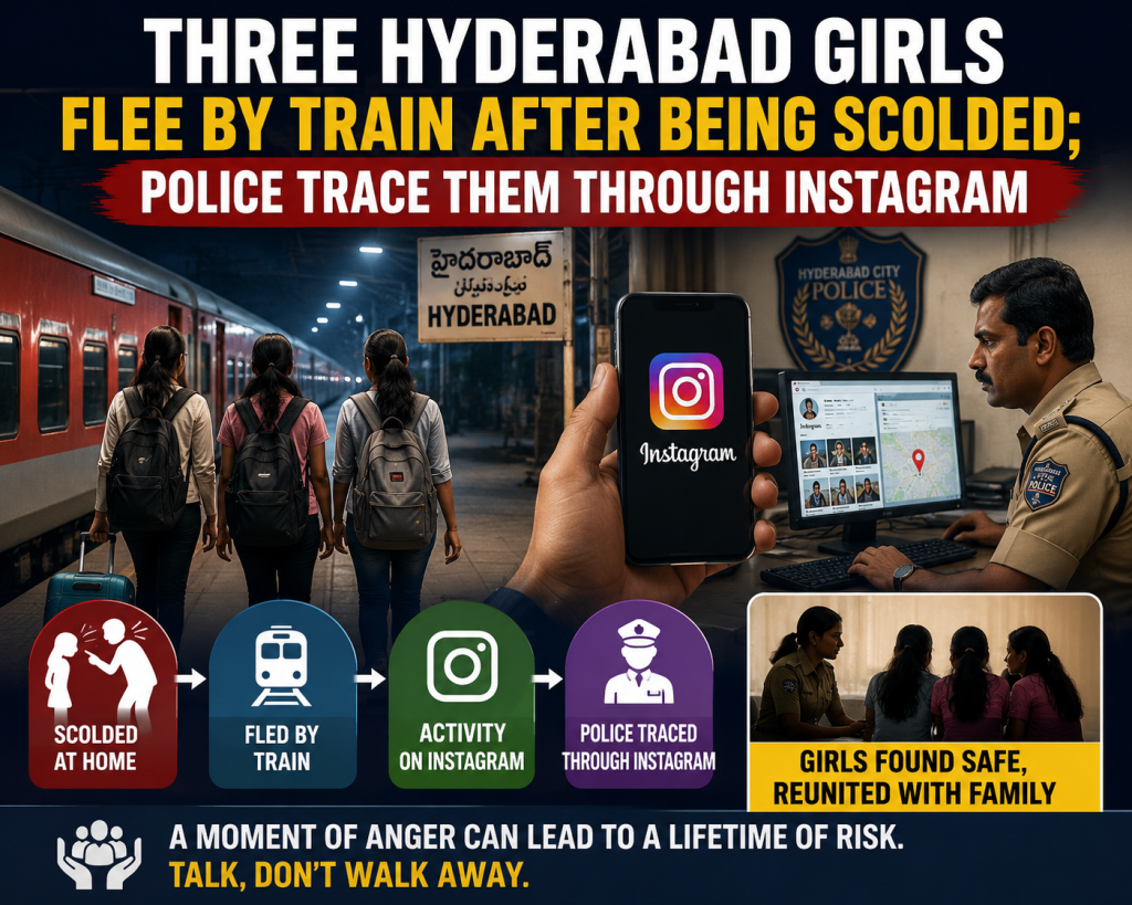 Three Hyderabad Girls Flee by Train After Being Scolded; Police Trace Them Through Instagram