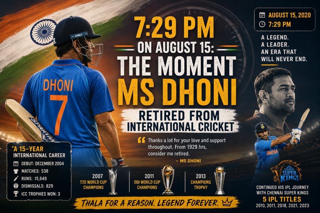 7:29 pm on August 15: The Moment MS Dhoni Retired From International Cricket